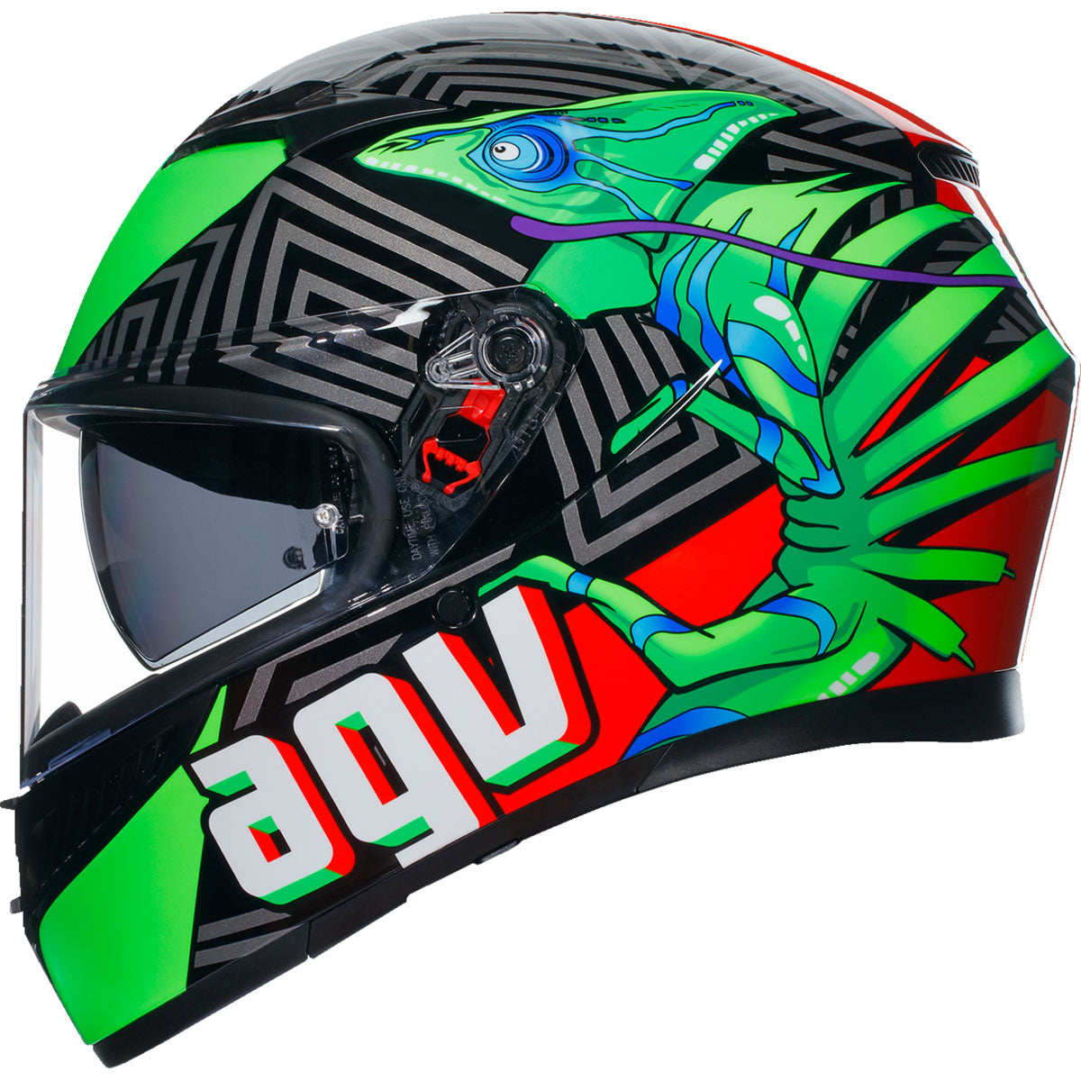 agv crash helmets AGV K3 Kamaleon Black/Red/Green Helmet L