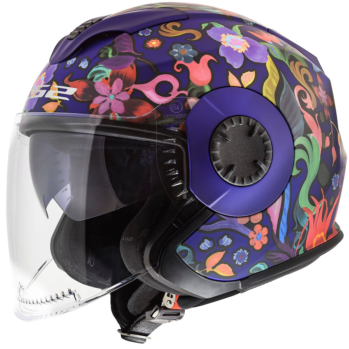 features of ls2 helmets LS2 Verso Flora Brasil Helmet CLOSEOUT Matte Navy / XL