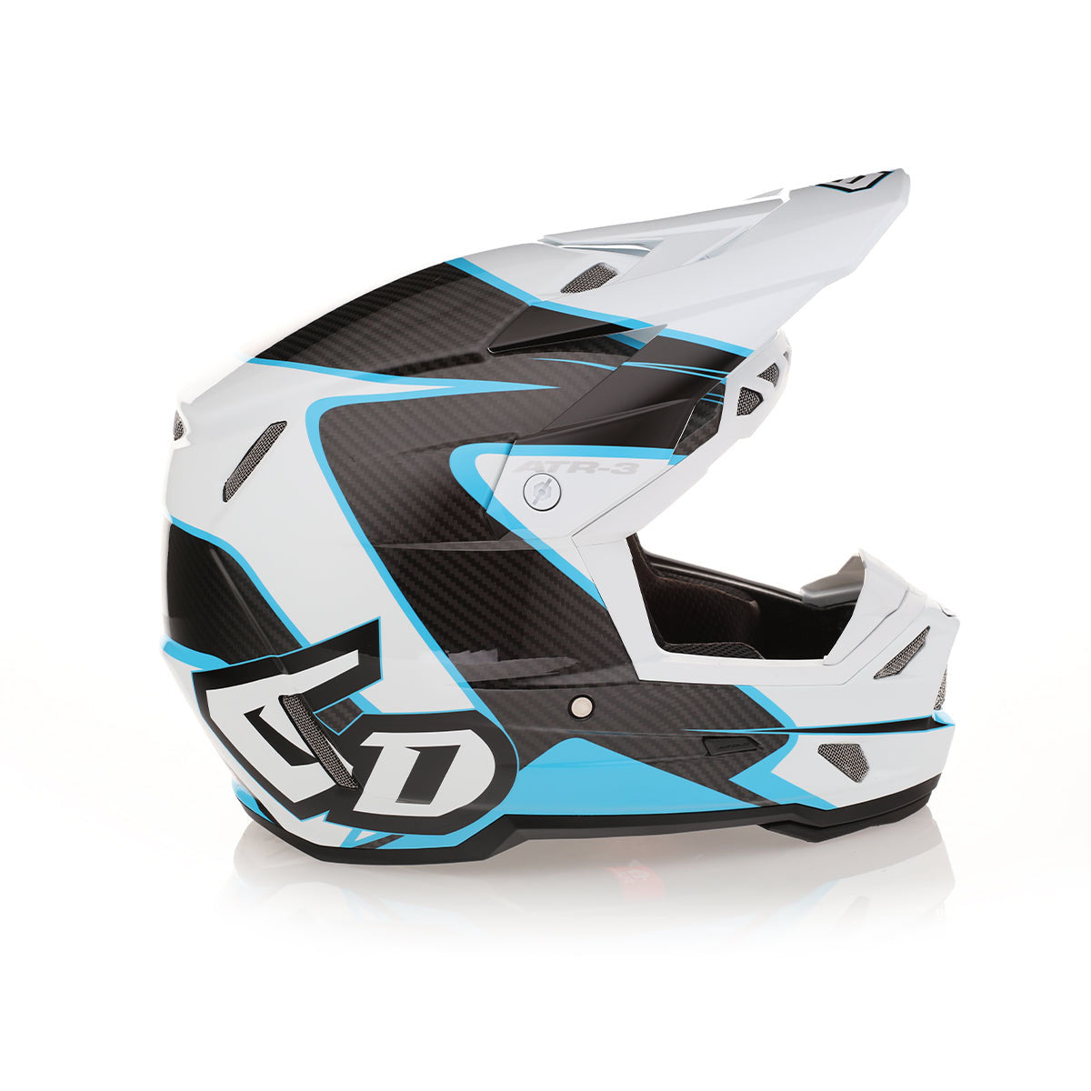 fd motorcycle helmet 6D ATR-3 Wave Helmet Small Cyan/White