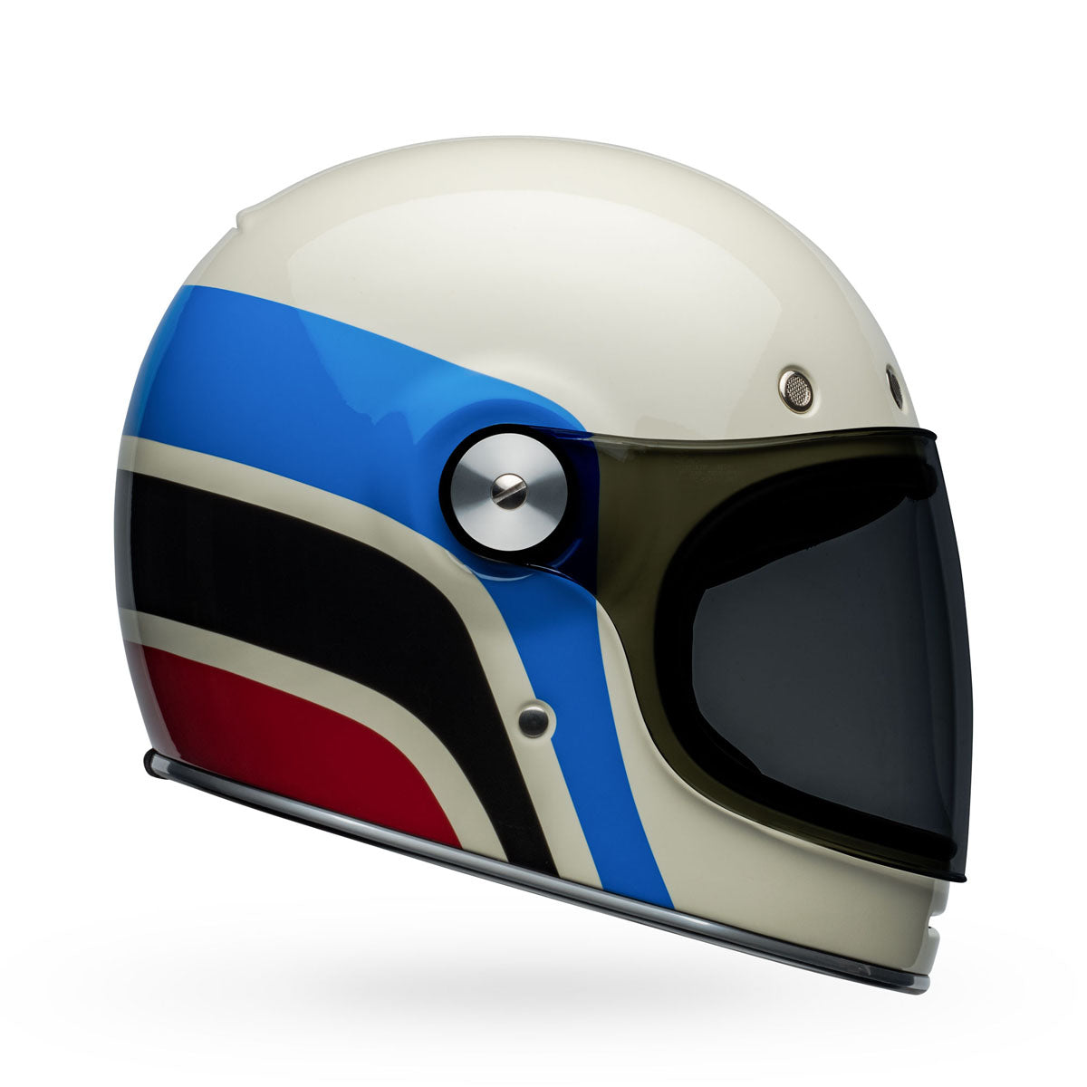 discount vintage motorcycle helmets Bell Helmets Bullitt Speedway Helmet (Large, Gloss Vintage White/Blue)