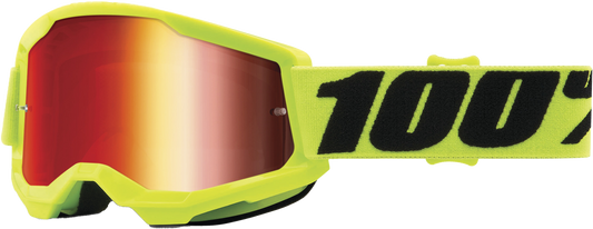 100% Strata 2 Junior Goggles CLOSEOUT Fluo Yellow / Mirror Red Lens