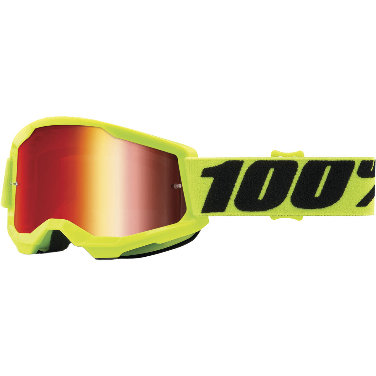 100% Strata 2 Junior Goggles CLOSEOUT Fluo Yellow / Mirror Red Lens