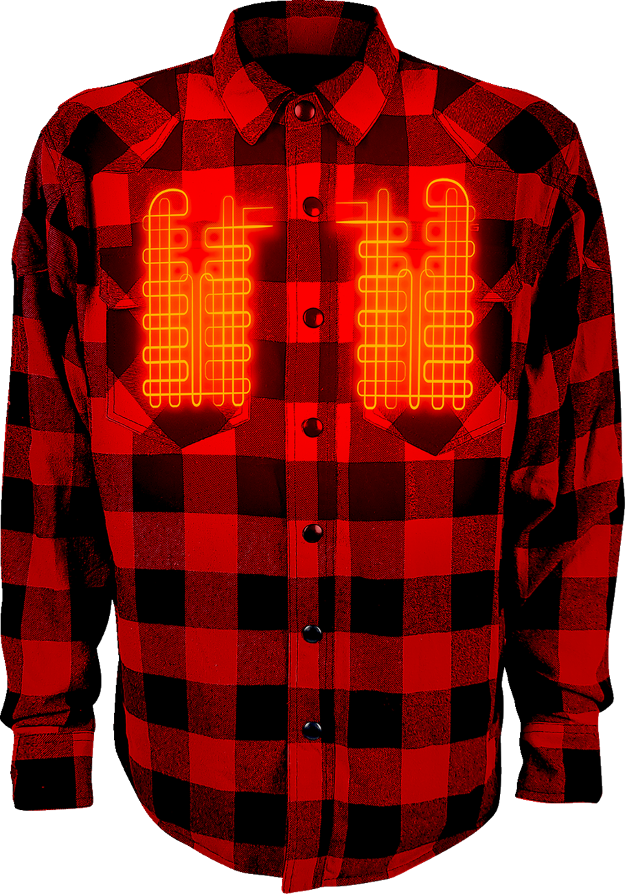 7 V Battery Heated Flannel Shirt - Red/Black