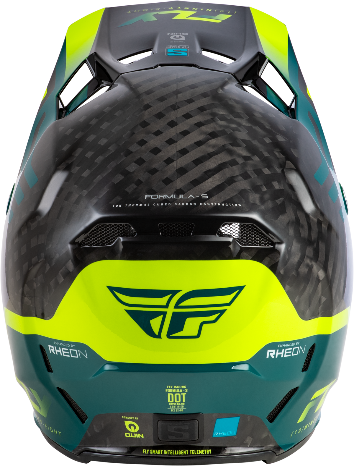 Fly Racing Formula S Carbon Byte Helmet - Black Carbon/Teal/Lime