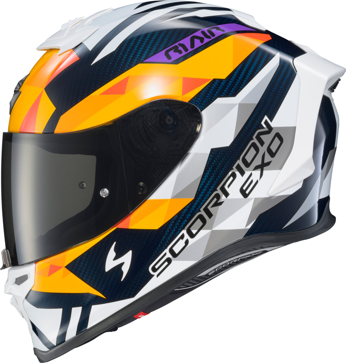 Scorpion EXO-R1 Air Carbon Rastor Helmet - Orange/White/Blue