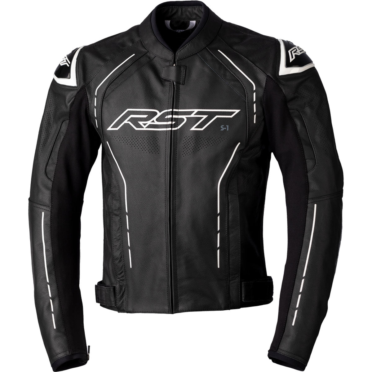RST S1 CE Leather Jacket CLOSEOUT Black/Black/White