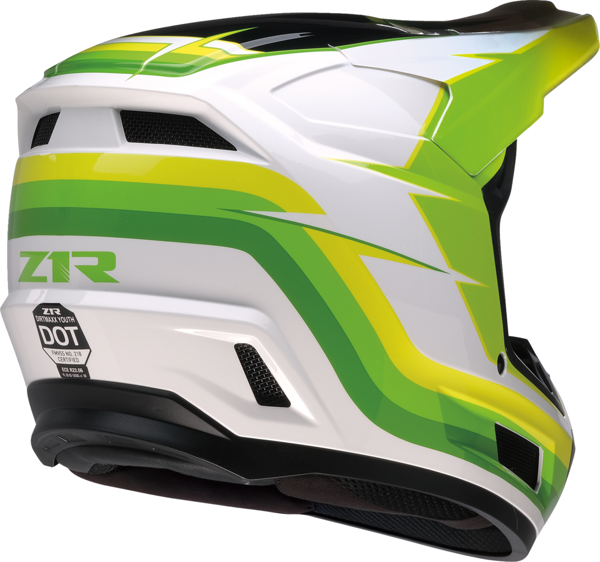 Z1R Youth Dirt Maxx Vortex Helmet - White/Green