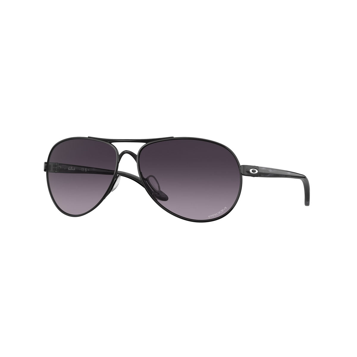 Oakley Womens Feedback Sunglasses CLOSEOUT - Satin Black/Prizm Grey Gradient