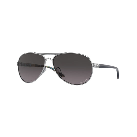Oakley Womens Feedback Sunglasses CLOSEOUT - Polished Chrome/PRIZM Grey Gradient