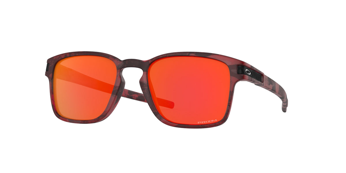 Oakley Asian Fit / Low Bridge Latch Square Sunglasses CLOSEOUT - Matte Transparent Red Shadow/PRIZM Ruby