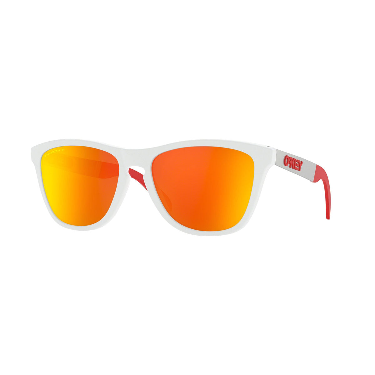 Oakley Asian Fit / Low Bridge Fit Frogskins Mix Polarized Sunglasses CLOSEOUT - Polished White/PRIZM Ruby Polarized