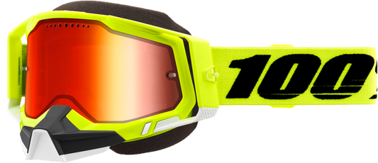 100% Racecraft 2 Snowmobile Goggles Yellow / Mirror Red Lens