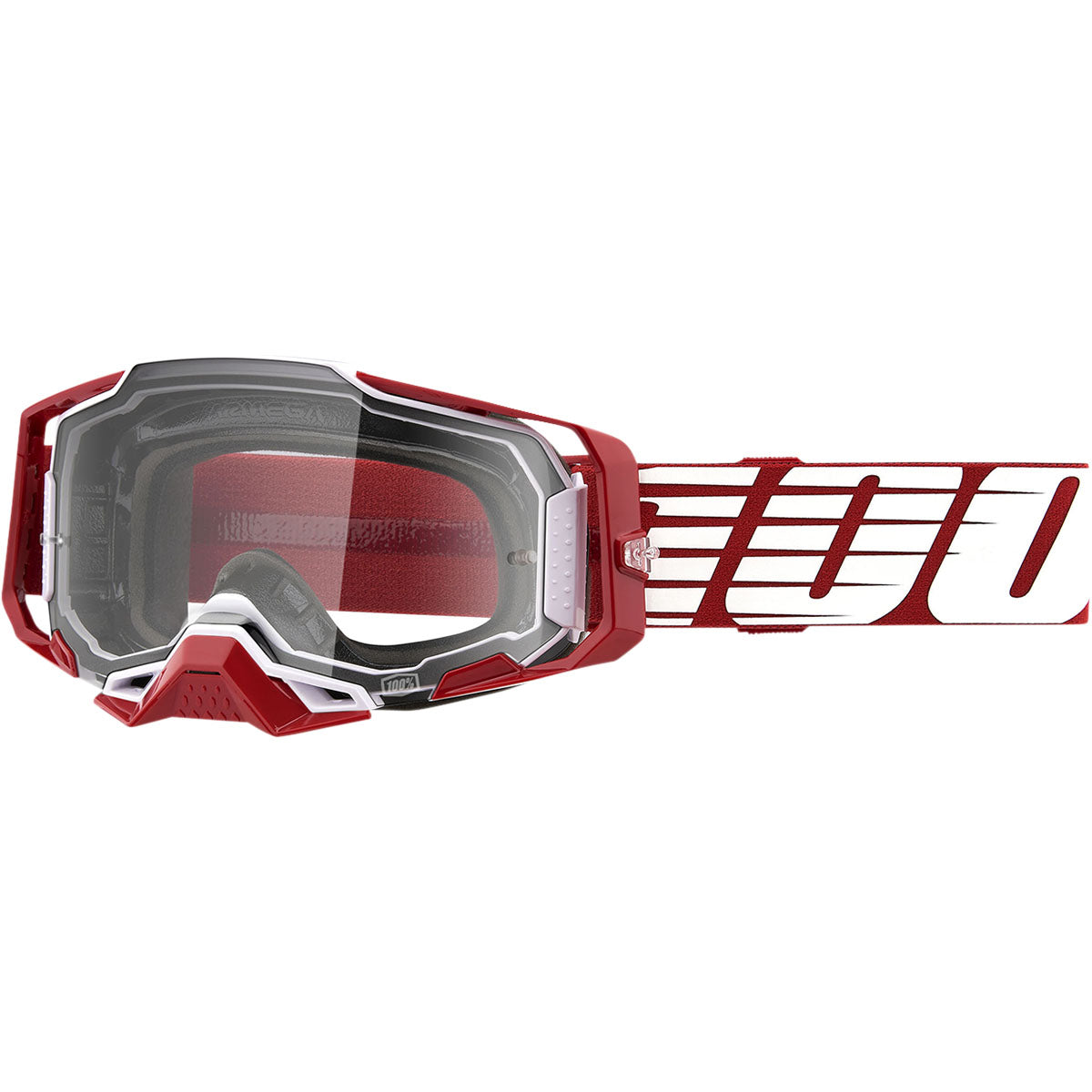 100% Armega Goggles CLOSEOUT Oversized Deep Red / Clear Lens