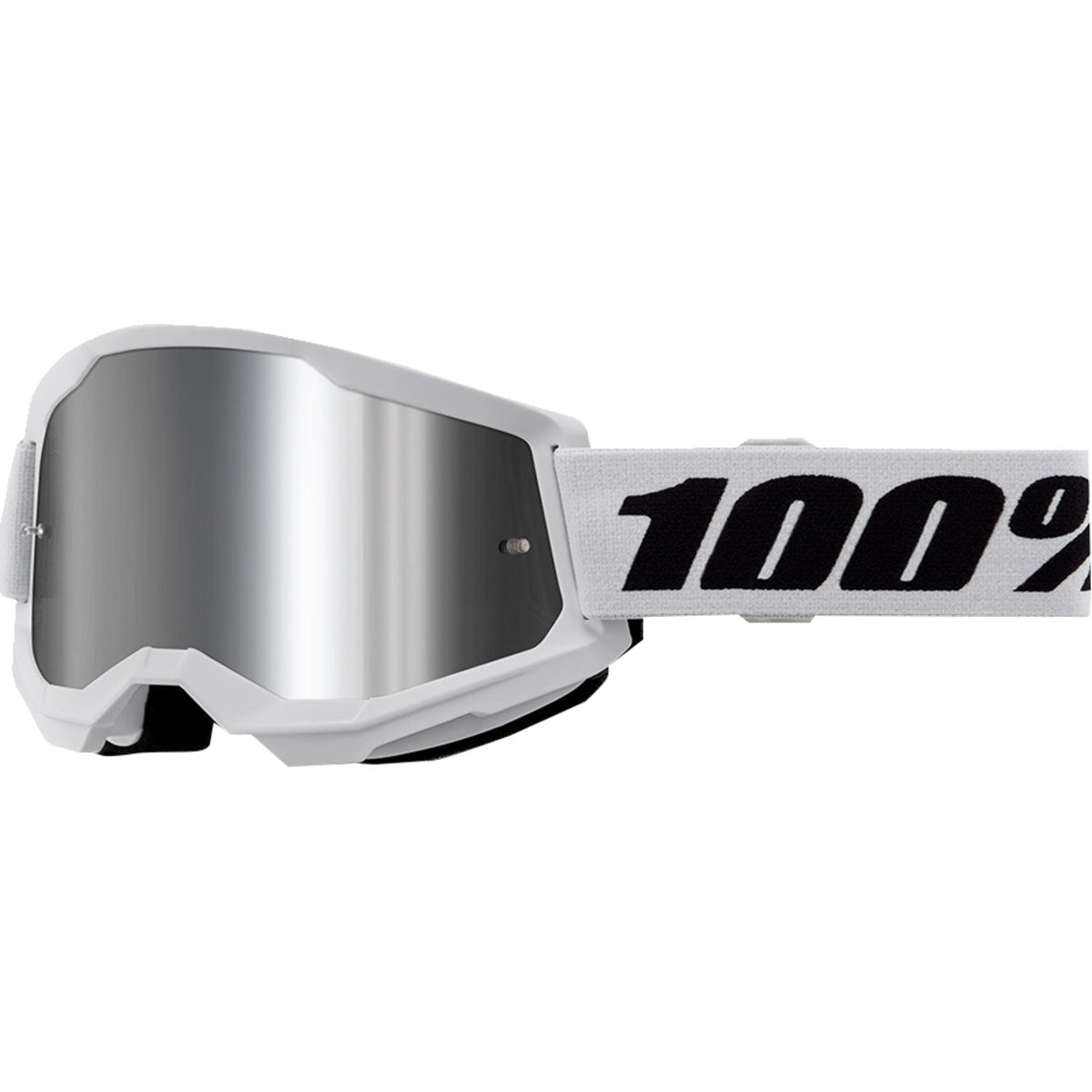 100% Strata 2 Junior Goggles White / Silver Mirror Lens