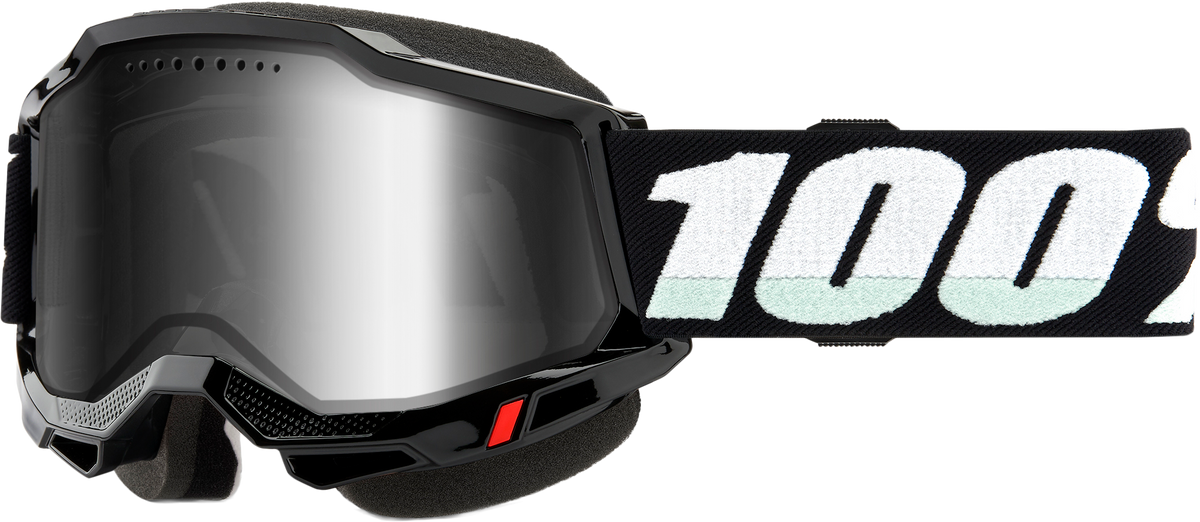 100% Accuri 2 Snowmobile Goggles Black / Silver Mirror