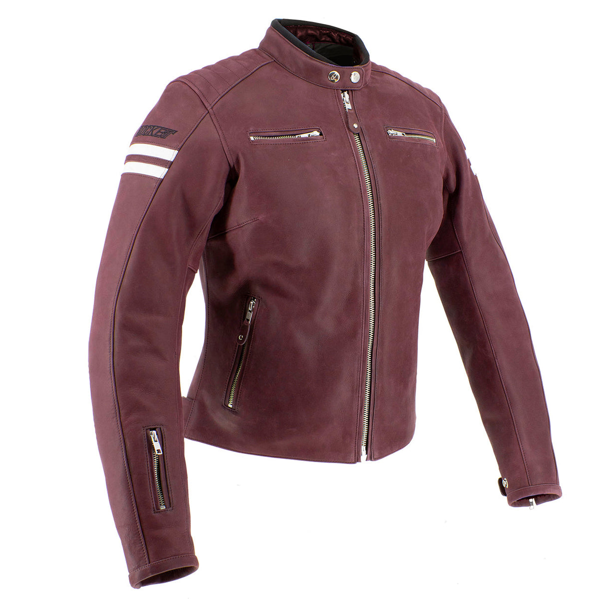 Joe Rocket Womens Classic 92 Leather Jacket CLOSEOUT - Ox Blood/Cream