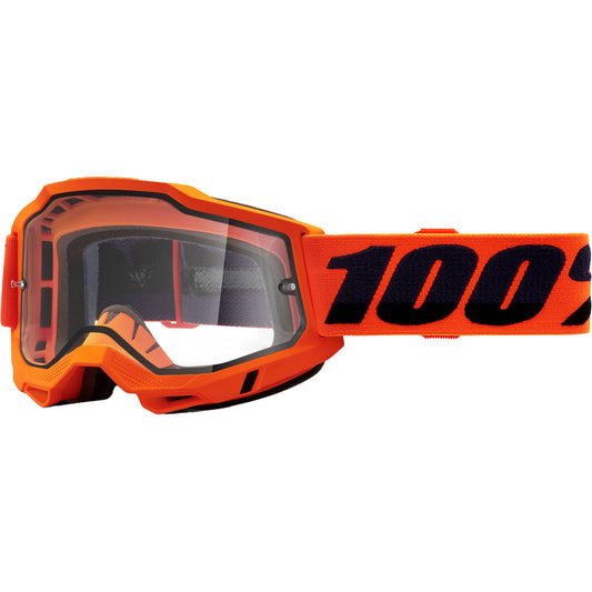 100% Accuri 2 Enduro Moto Goggles CLOSEOUT Neon Orange / Clear Lens