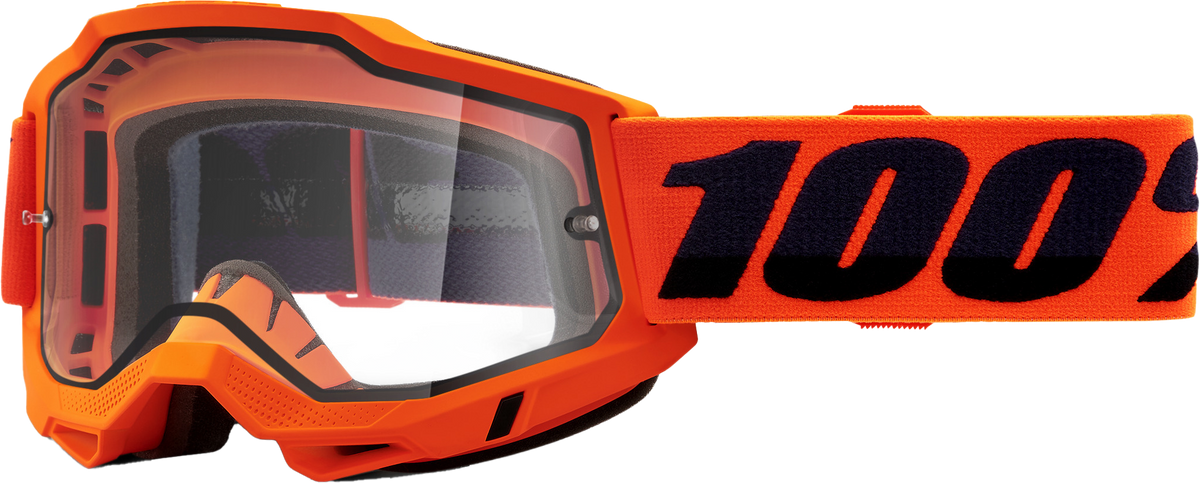 100% Accuri 2 Enduro Moto Goggles CLOSEOUT Neon Orange / Clear Lens