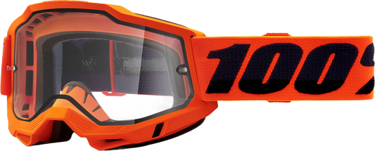 100% Accuri 2 Enduro Moto Goggles CLOSEOUT Neon Orange / Clear Lens