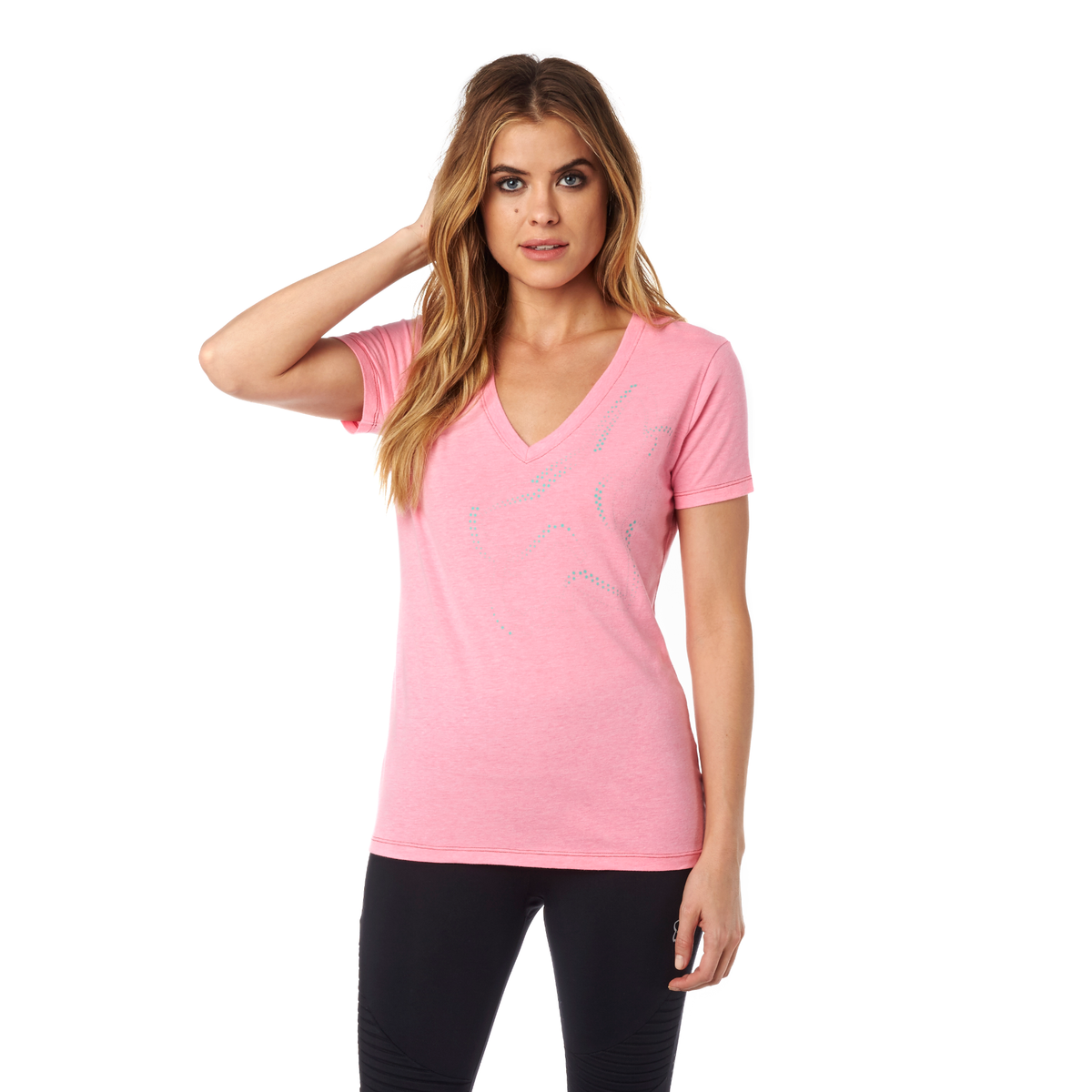 Fox Racing Womens Projected V-Neck Tee CLOSEOUT - Neon Pink