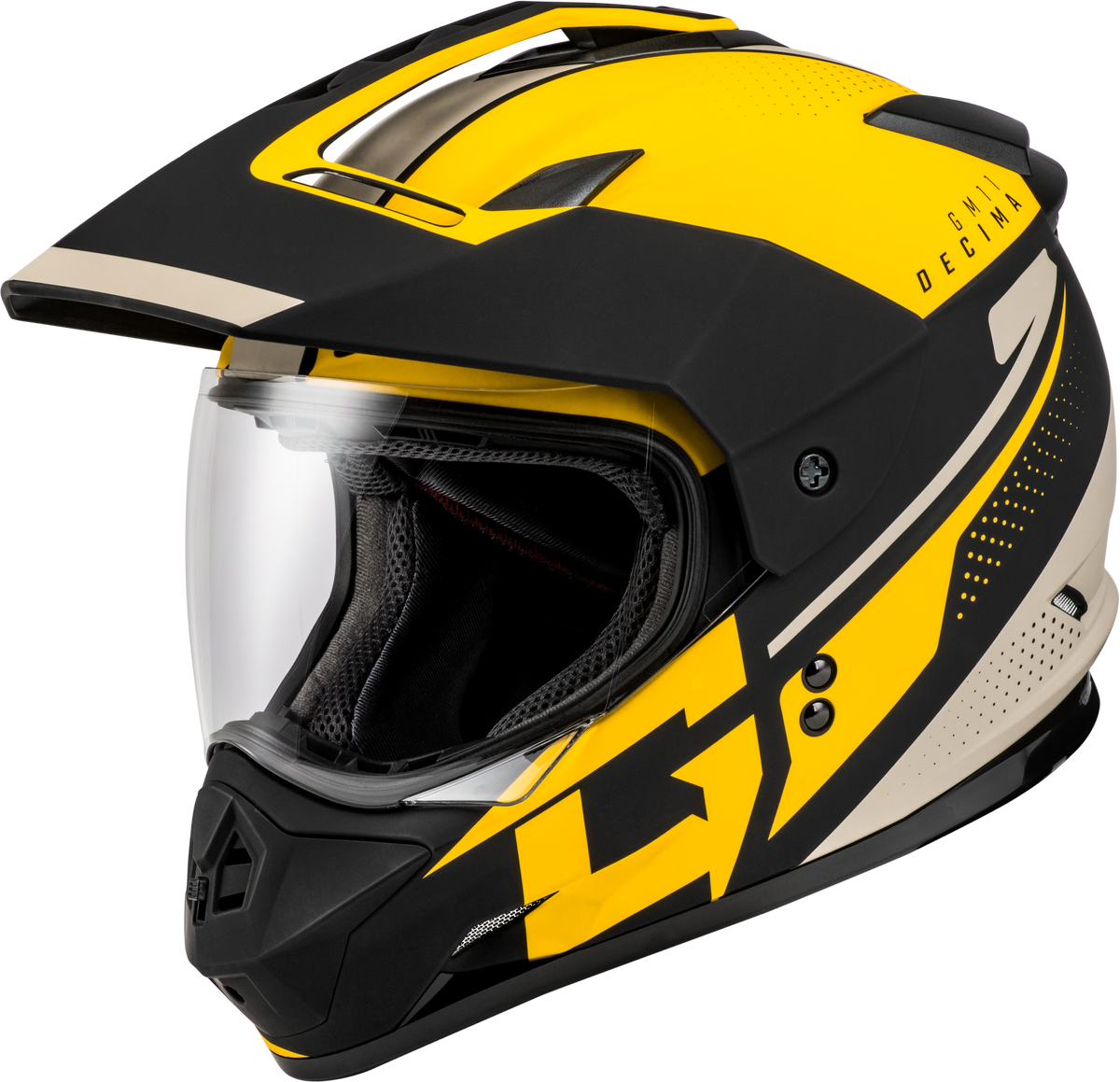 GMAX GM-11 Decima Helmet CLOSEOUT Matte Black/Yellow/Grey