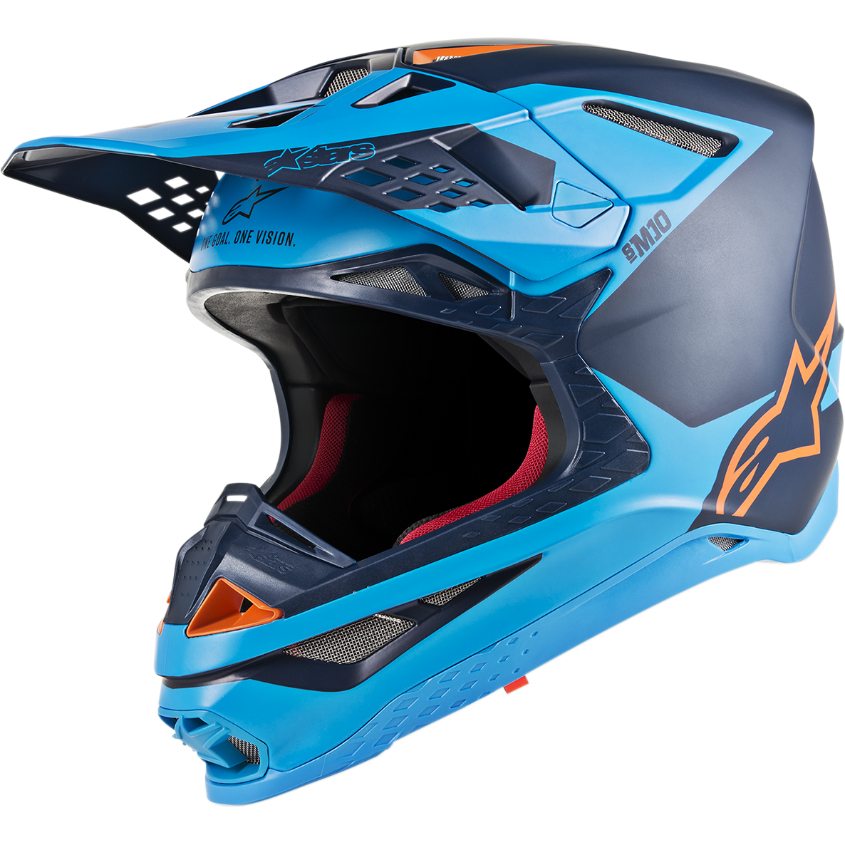 Alpinestars Supertech M10 Meta Helmet - Black/Aqua/Orange Fluorescent