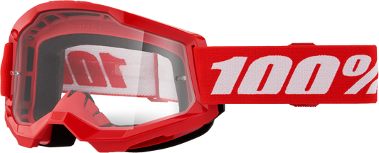 100% Strata 2 Junior Goggles Red / Clear Lens