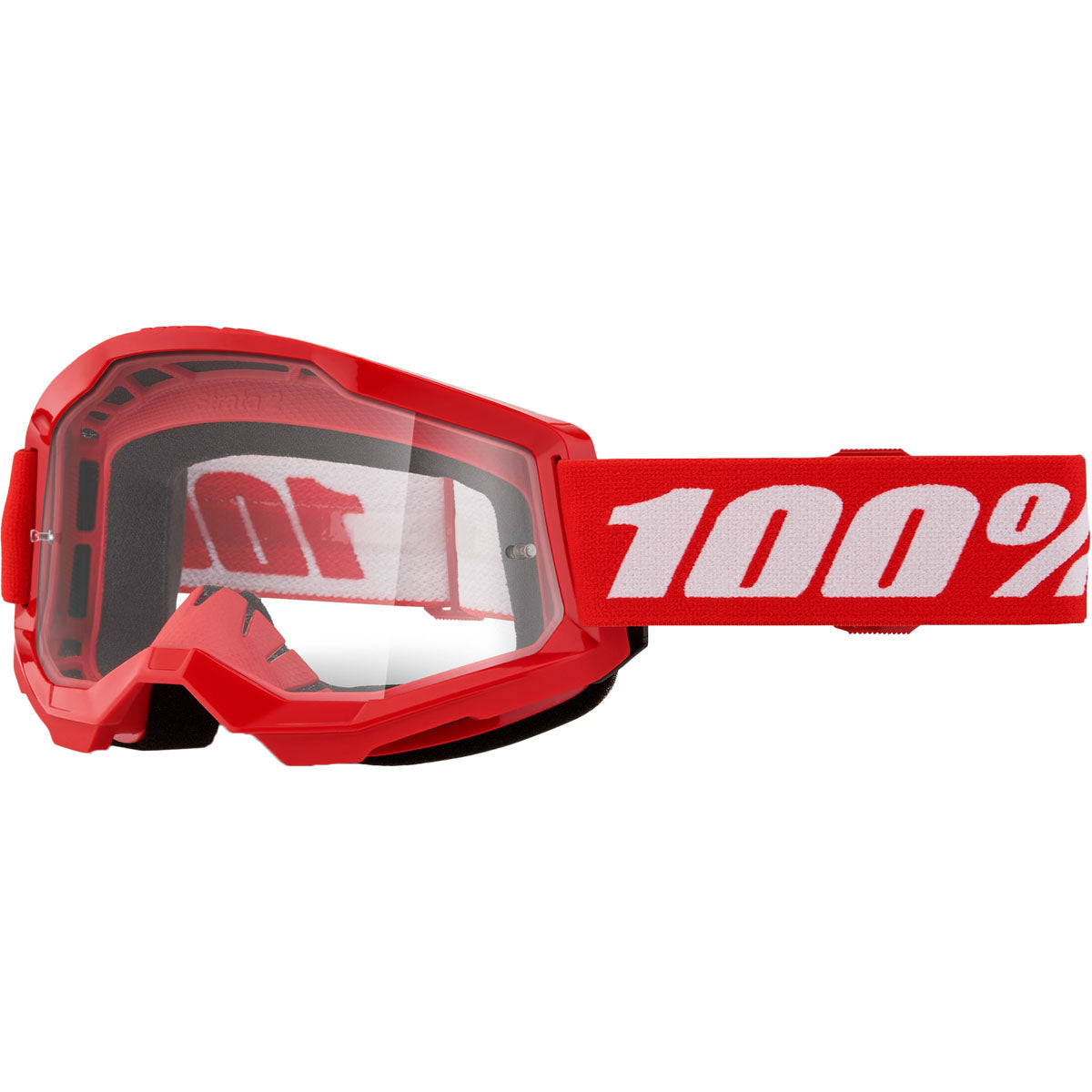 100% Strata 2 Junior Goggles Red / Clear Lens