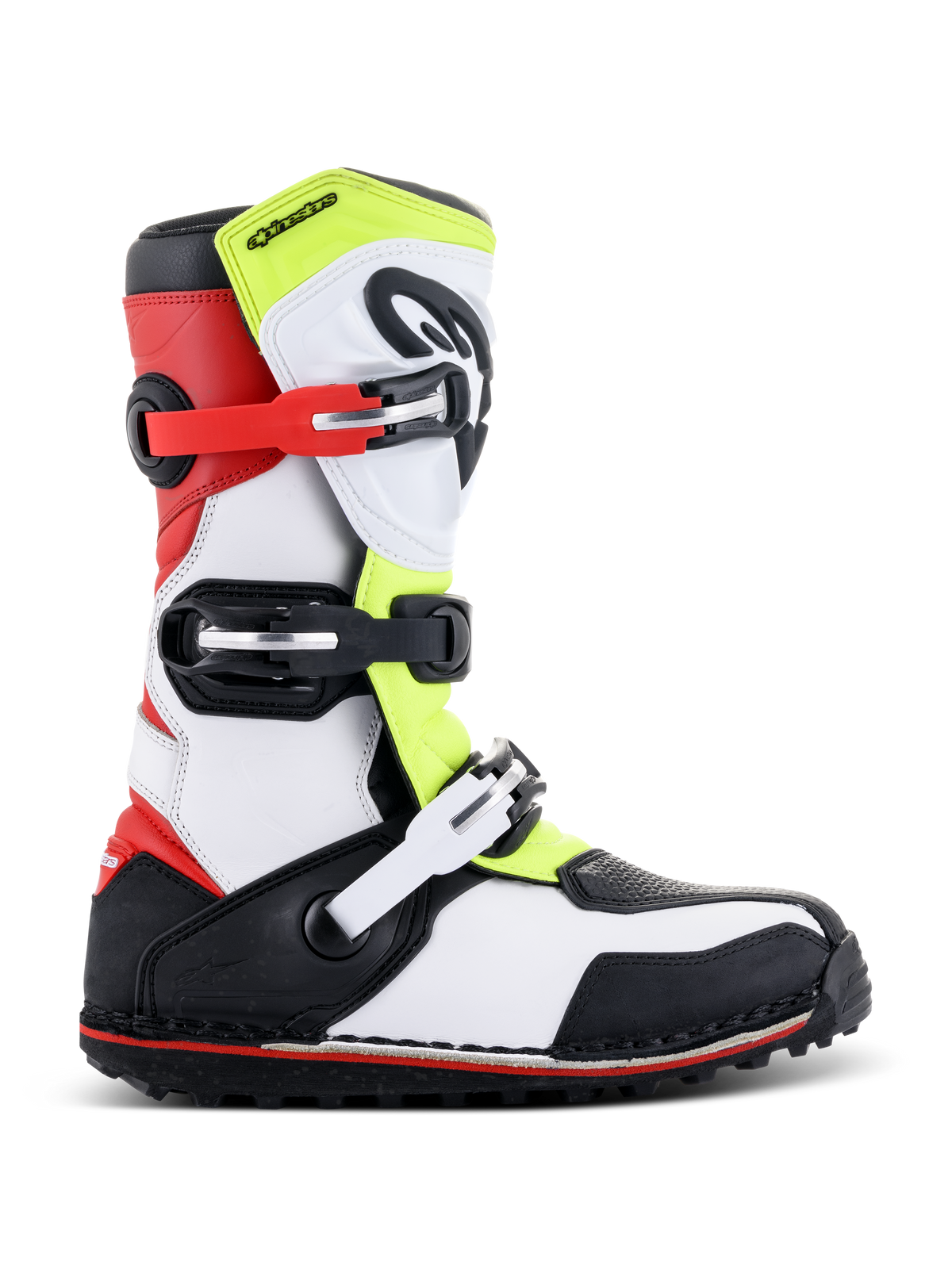 Alpinestars Tech-T Boots CLOSEOUT - White/Red/Yellow Fluorescent/Black