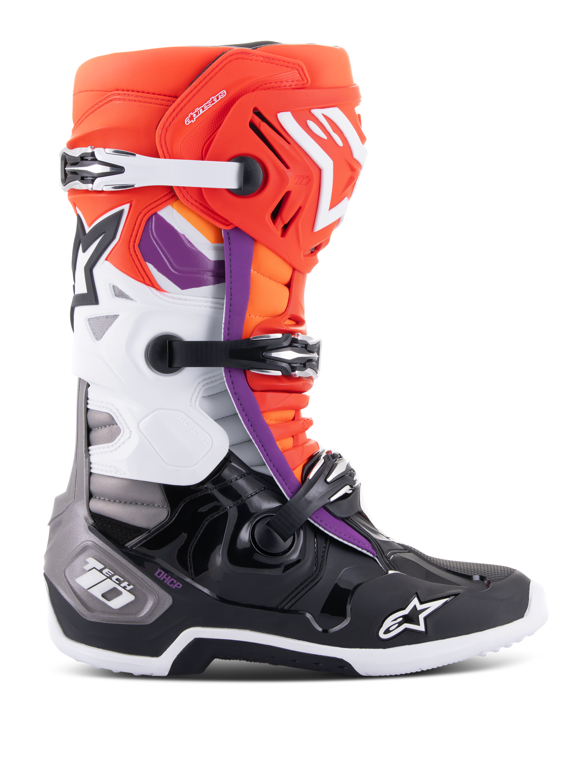 Alpinestars Tech 10 Boots CLOSEOUT - Black/Red Fluo/Orange Fluo/White
