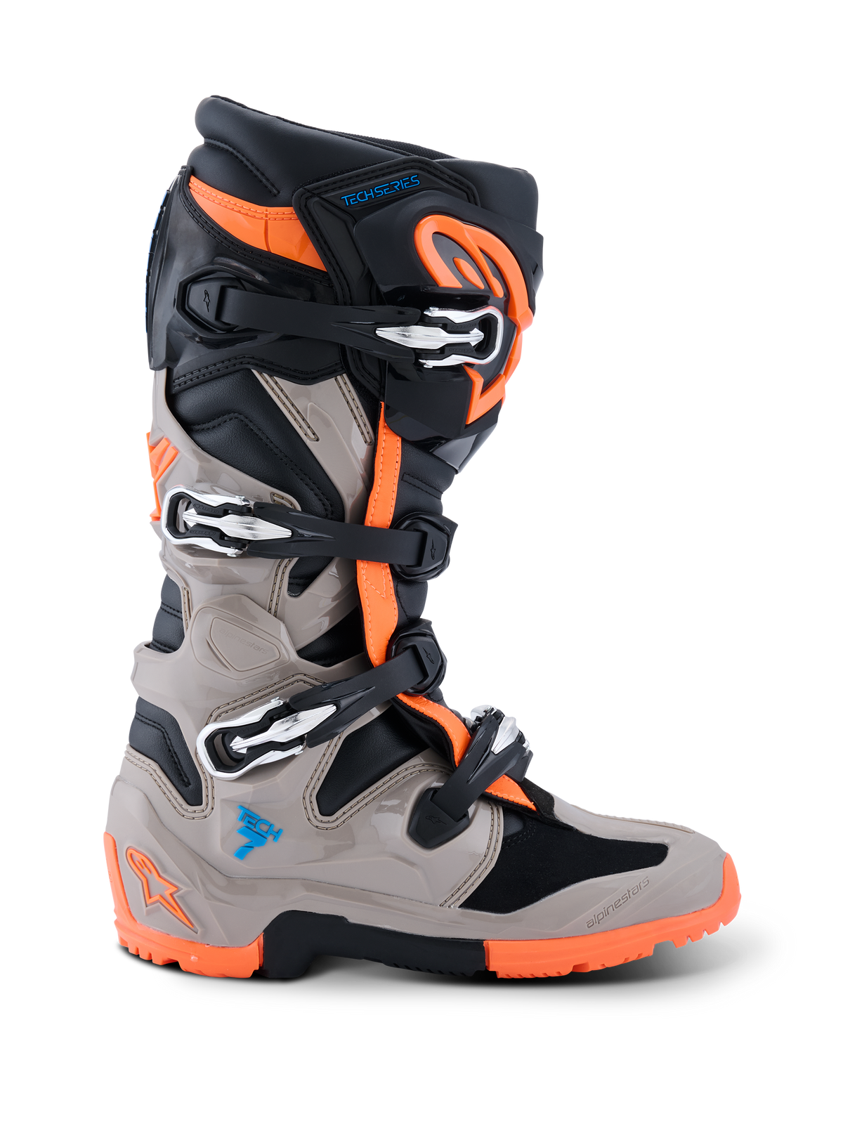 Alpinestars 2026 Tech 7 Enduro Boots - Black/Warm Gray/Orange Fluo