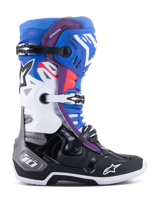 Alpinestars Tech 10 Supervented Boots - Black/Enamel Blue/Purple/White