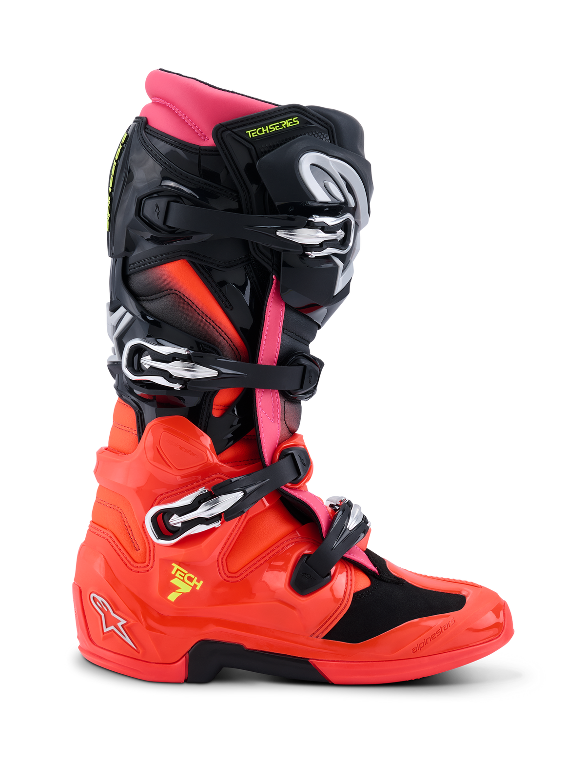 Alpinestars Tech 7 Boots - Black/Red Fluo/Pink Fluo