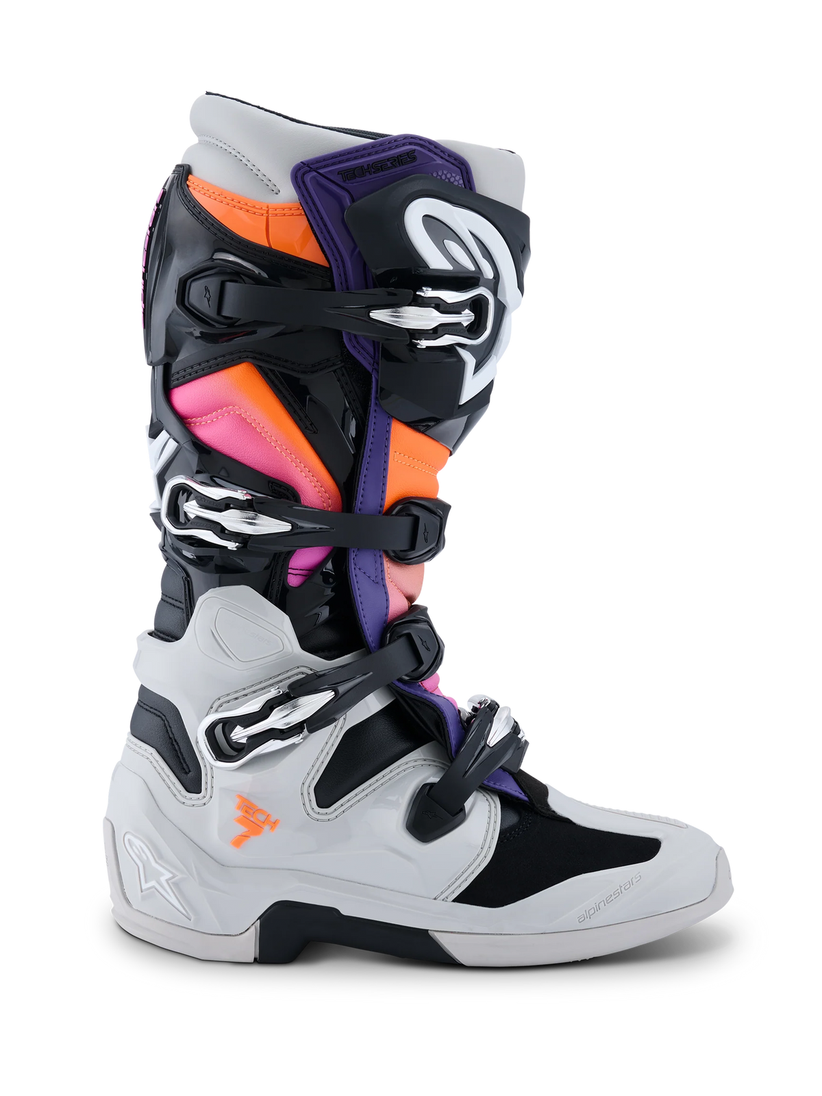 Alpinestars Tech 7 Boots - Black/Light Gray/Orange Fluo/Magenta