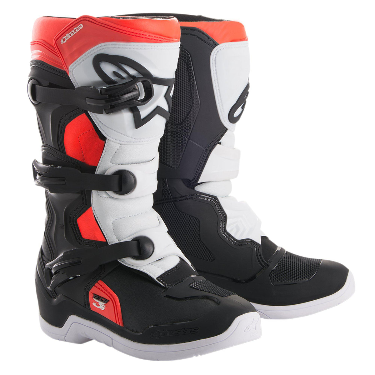Alpinestars Youth Tech 3S Boots CLOSEOUT - Black/White/Red Fluorescent