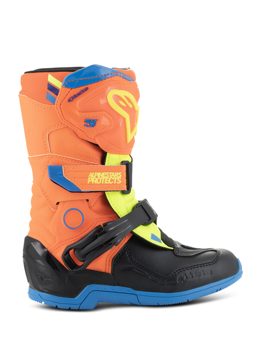 Alpinestars Kids Tech 3S Boots - Orange Fluo/Enamel Blue/Yellow Fluo