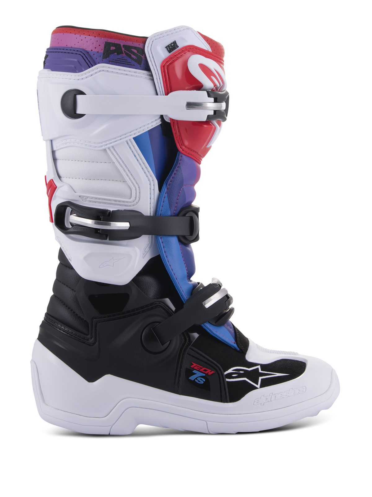 Alpinestars Youth Tech 7S Boots - White/Black/Rainbow