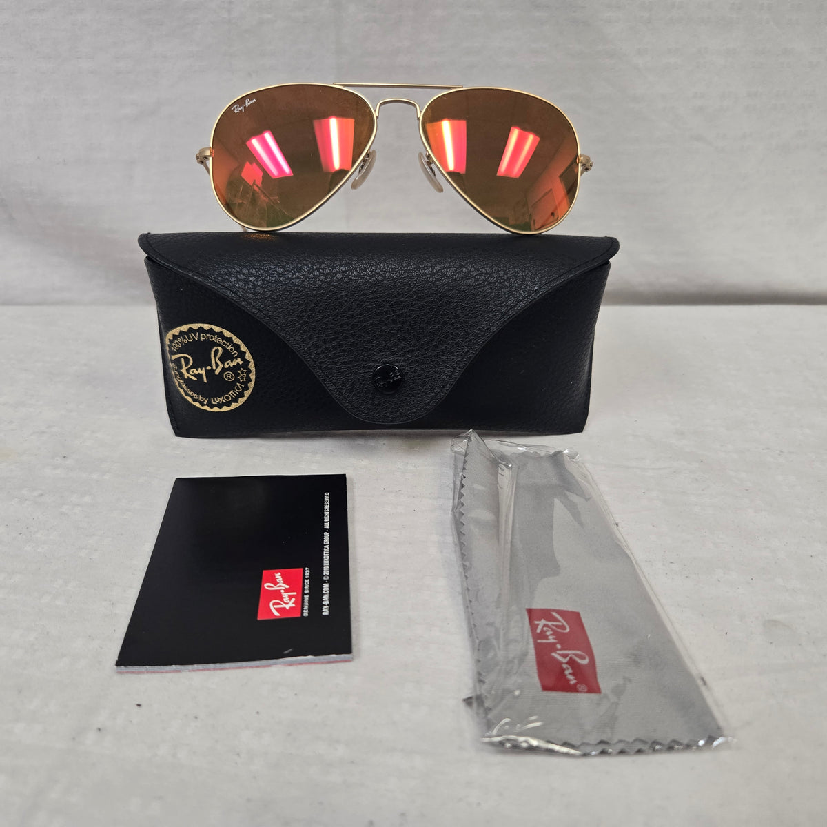 Ray Ban Aviator Large Metal Sunglasses Arista Gold w/ Orange Fire Lens RB3025 112/69