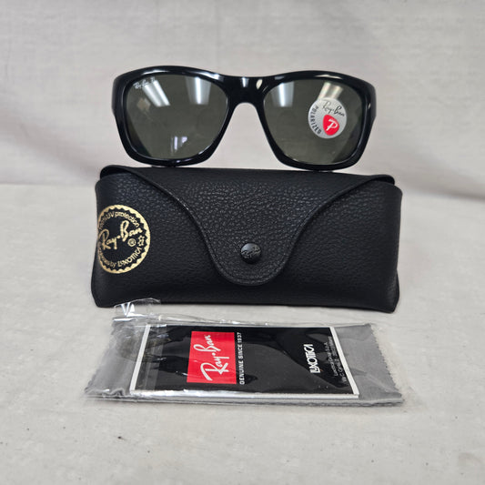 Ray Ban Sunglasses in Polished Black and Green Polarized Lens RB4194-02 5317