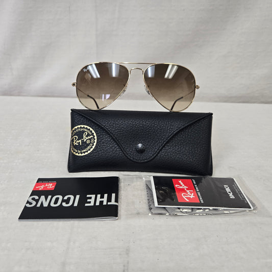 Ray Ban Aviator Large Metal Sunglasses Arista/ Crystal Faded Brown RB3025