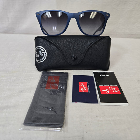 Ray Ban Liteforce Wayfarer Sunglasses Blue / Polarized Dark Grey Gradient Lens RB4195