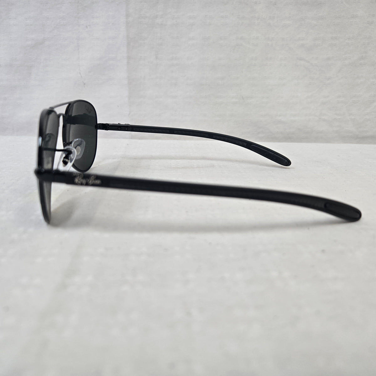 Ray Ban Aviator Carbon Fibre Oval Sunglasses Black Frame/Crystal Polar Green Lens RB8307