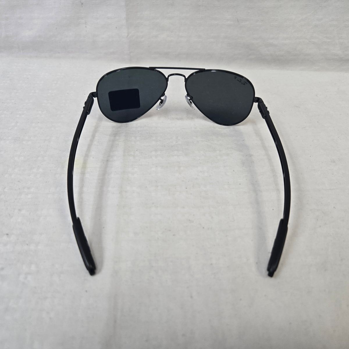 Ray Ban Aviator Carbon Fibre Oval Sunglasses Black Frame/Crystal Polar Green Lens RB8307