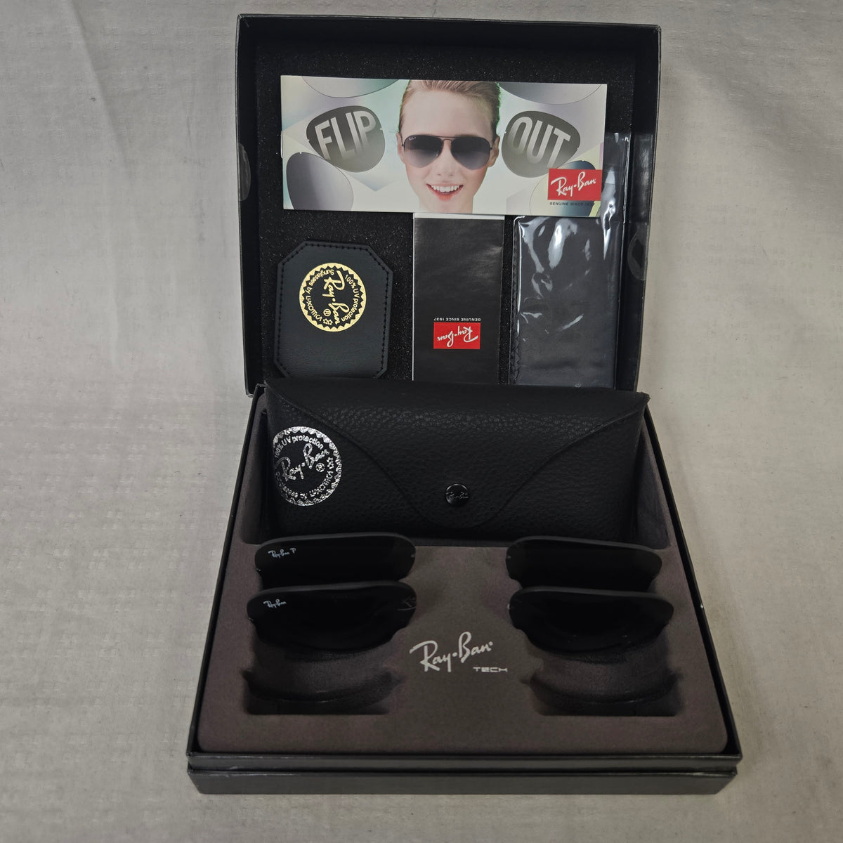 Ray Ban Aviator Flip Out Sunglasses RB3460 004/6G - Open Box