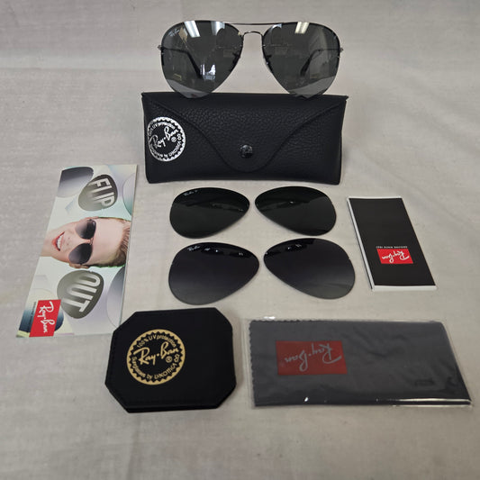 Ray Ban Aviator Flip Out Sunglasses RB3460 004/6G - Open Box