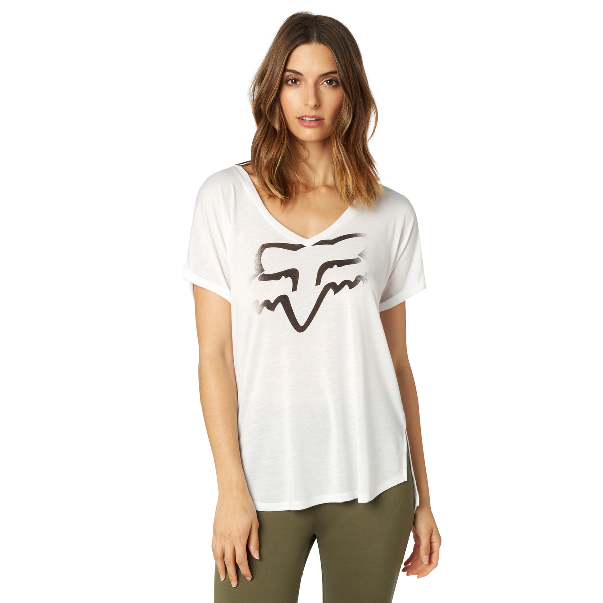 Fox Racing Womens Responded Roll Sleeve Tee CLOSEOUT - White