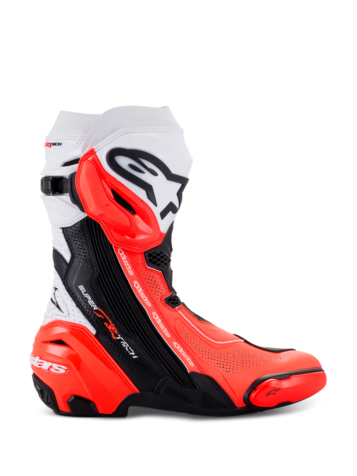 Alpinestars Supertech R Vented Boots - Black/White/Red Fluo