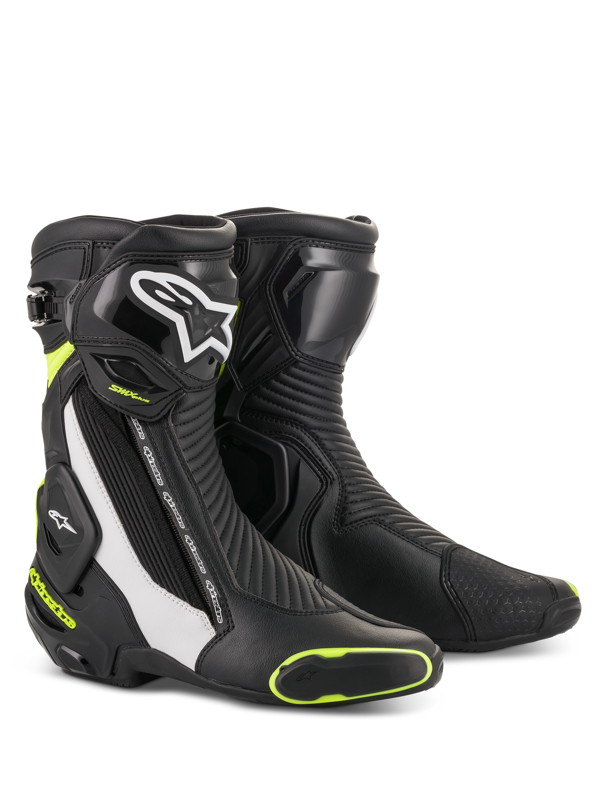 Alpinestars SMX Plus V2 Boots - Black/White/Yellow Fluorescent