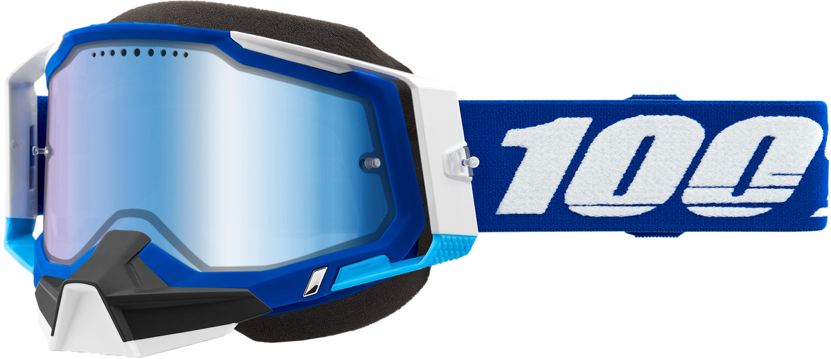 100% Racecraft 2 Snowmobile Goggles Blue / Mirror Blue Lens