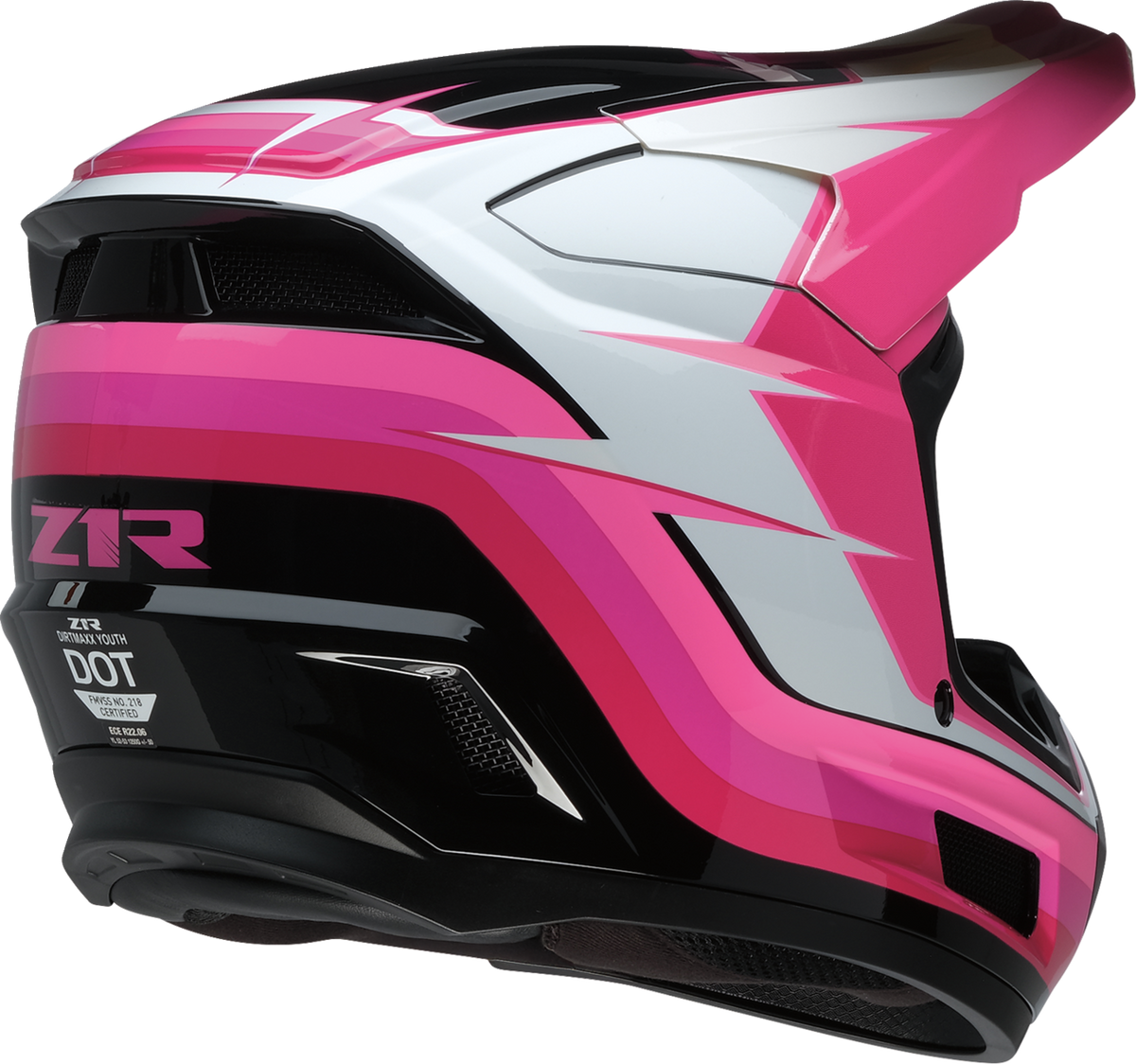 Z1R Youth Dirt Maxx Vortex Helmet - Pink/White